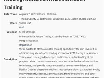 Reading Assessment Training